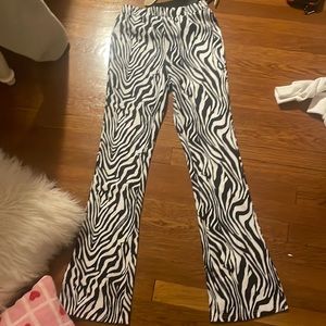 shein zebra flare pant